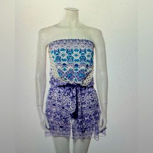 RAMY Brook, floral, print,‎ mini dress, preowned, strapless, size medium
